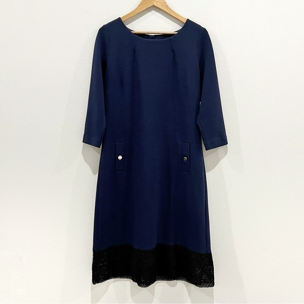 Lilly Pulitzer Layton Navy Shift Ribbed Knit Dress Altered Size L
